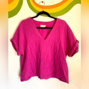 Fuchsia Pink Linen Top